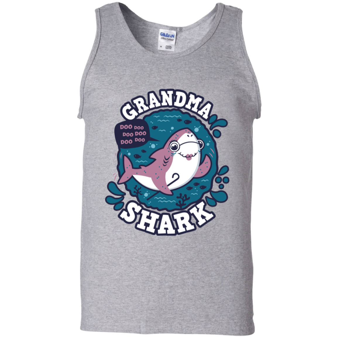 T-Shirts Sport Grey / S Shark Family trazo - Grandma Men's Tank Top