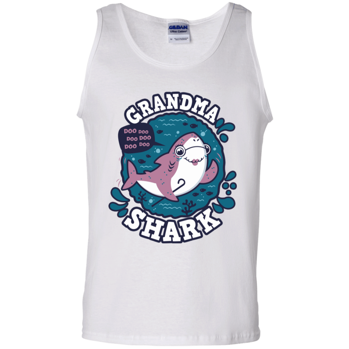 T-Shirts White / S Shark Family trazo - Grandma Men's Tank Top