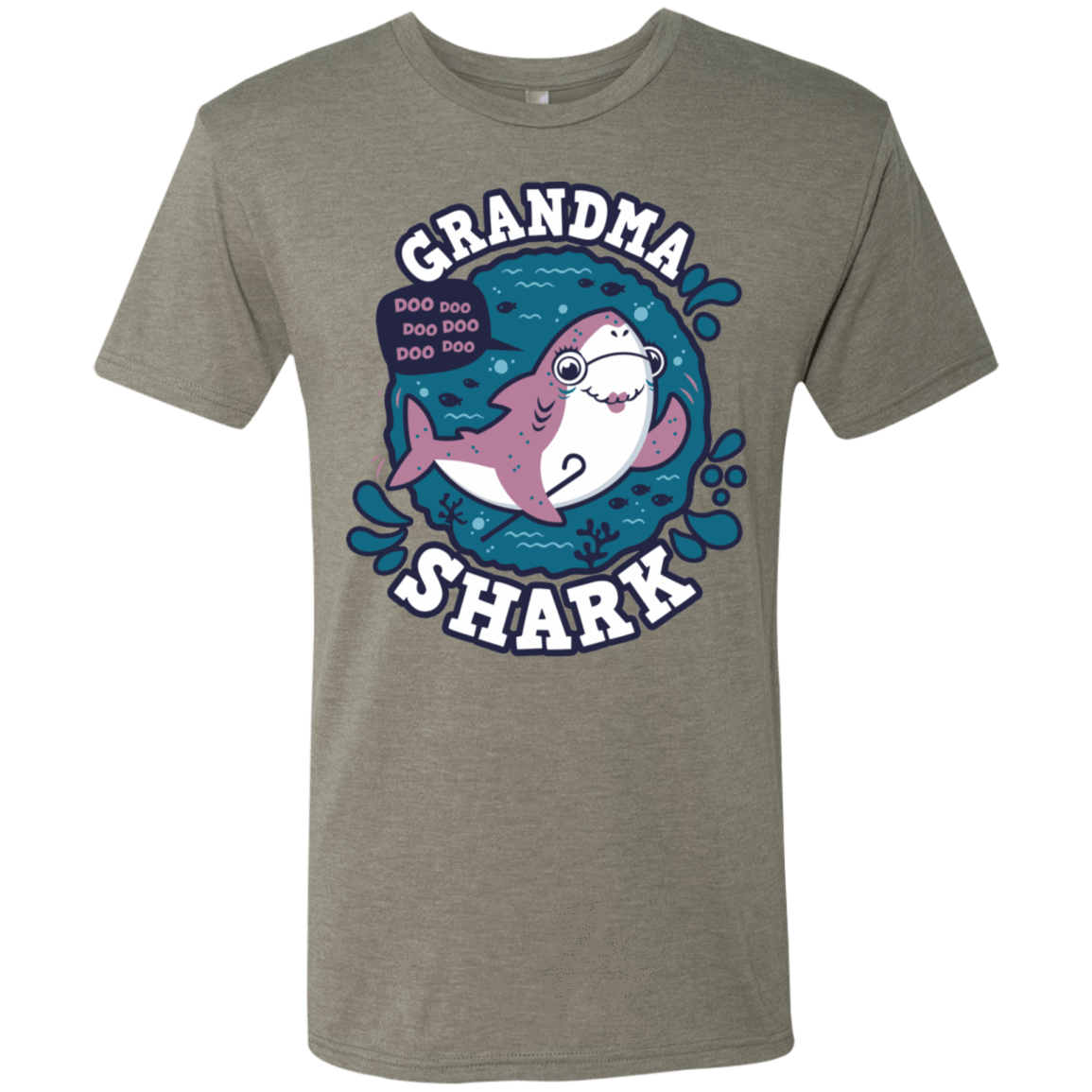 T-Shirts Venetian Grey / S Shark Family trazo - Grandma Men's Triblend T-Shirt