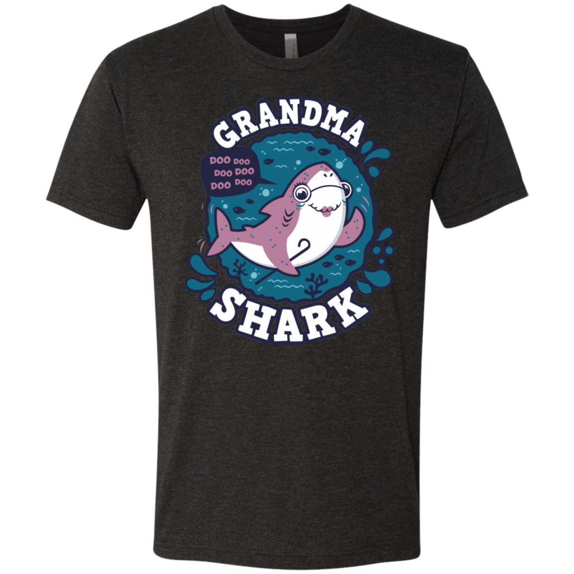 T-Shirts Vintage Black / S Shark Family trazo - Grandma Men's Triblend T-Shirt