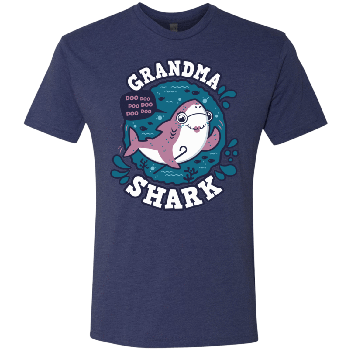 T-Shirts Vintage Navy / S Shark Family trazo - Grandma Men's Triblend T-Shirt