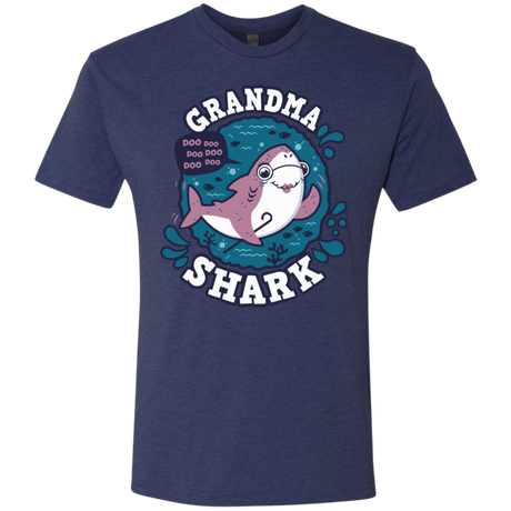 T-Shirts Vintage Navy / S Shark Family trazo - Grandma Men's Triblend T-Shirt