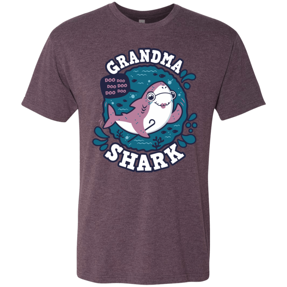T-Shirts Vintage Purple / S Shark Family trazo - Grandma Men's Triblend T-Shirt