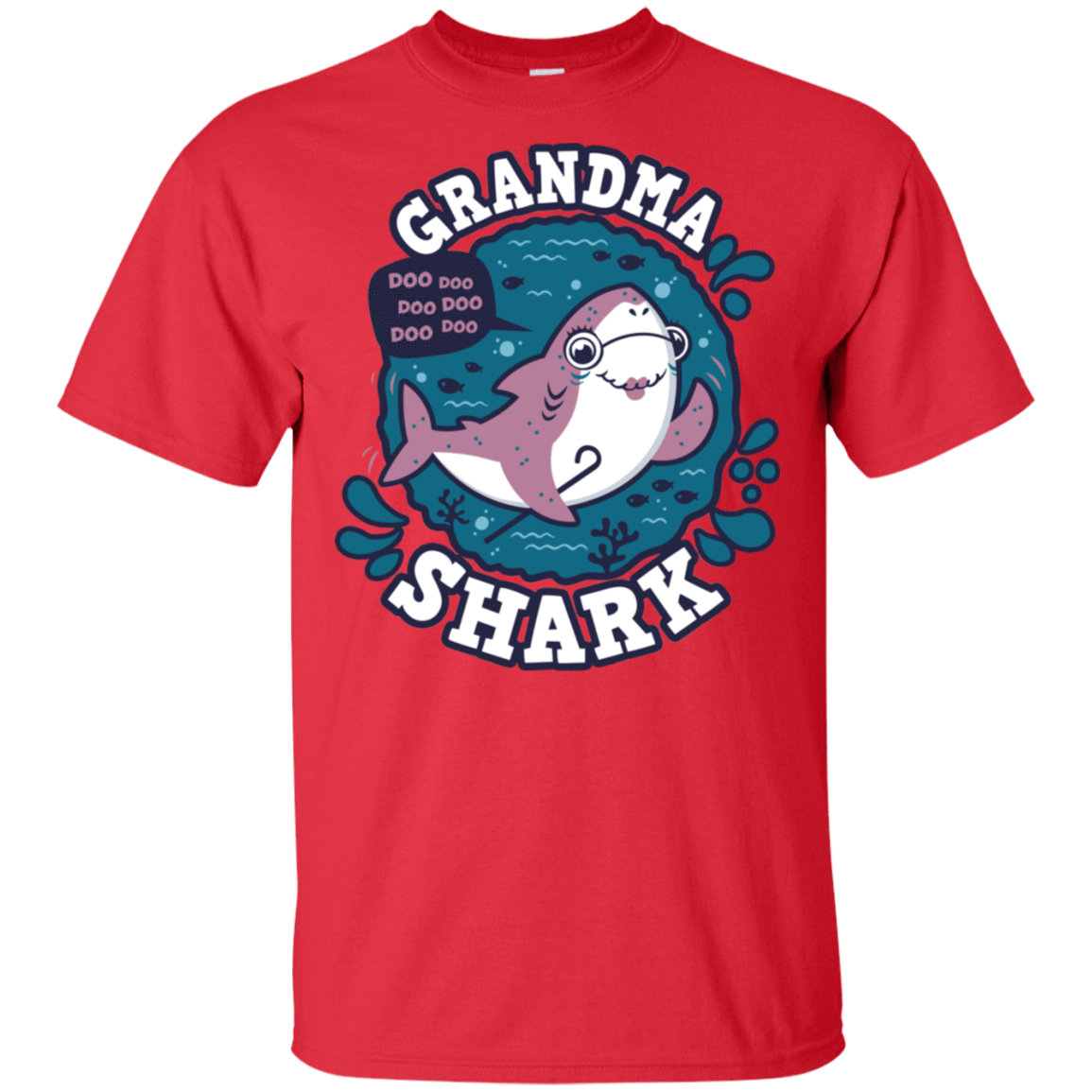 T-Shirts Red / S Shark Family trazo - Grandma T-Shirt