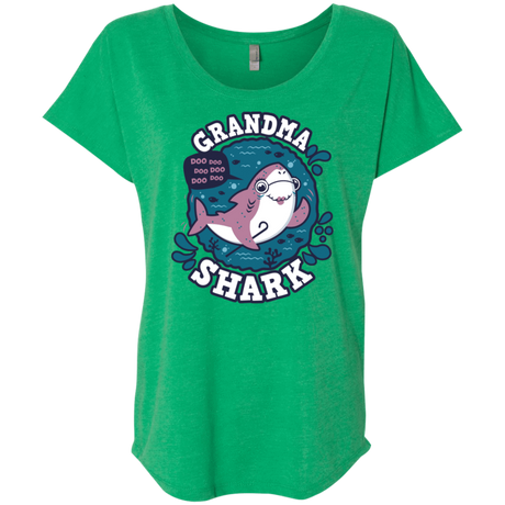 T-Shirts Envy / X-Small Shark Family trazo - Grandma Triblend Dolman Sleeve