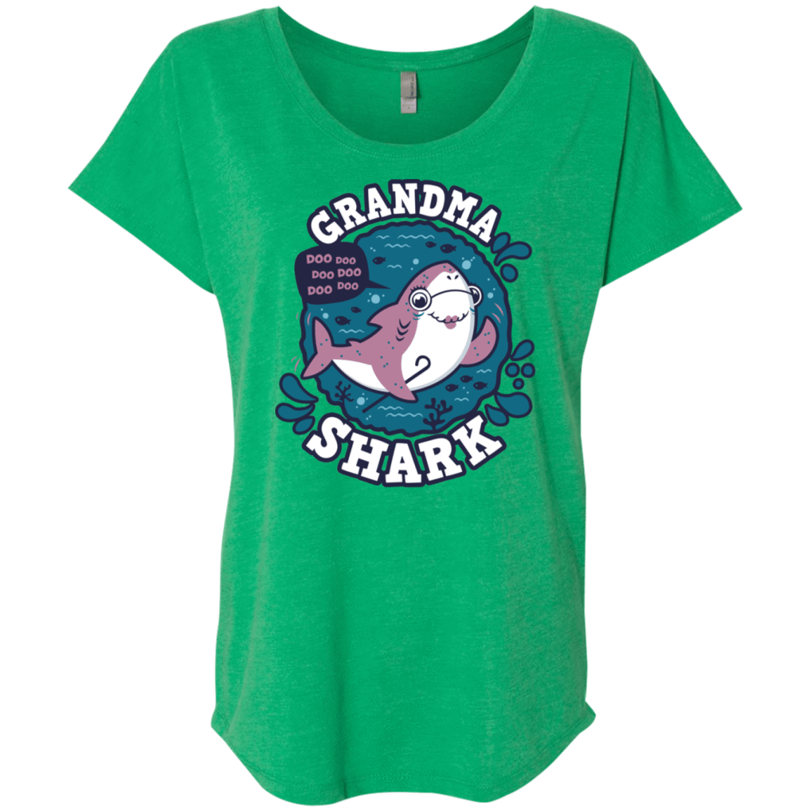 T-Shirts Envy / X-Small Shark Family trazo - Grandma Triblend Dolman Sleeve