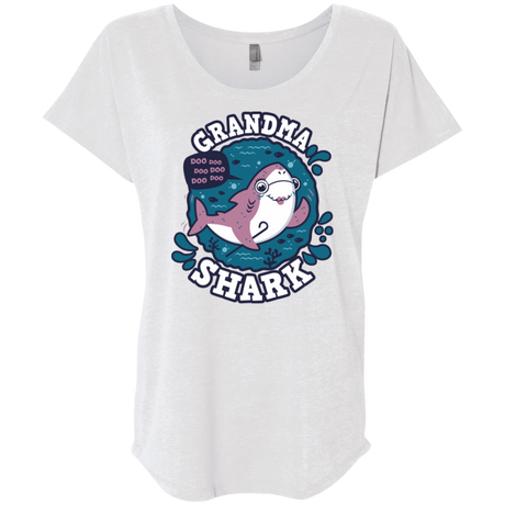 T-Shirts Heather White / X-Small Shark Family trazo - Grandma Triblend Dolman Sleeve