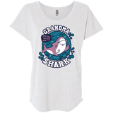 T-Shirts Heather White / X-Small Shark Family trazo - Grandma Triblend Dolman Sleeve