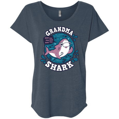 T-Shirts Indigo / X-Small Shark Family trazo - Grandma Triblend Dolman Sleeve