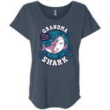 T-Shirts Indigo / X-Small Shark Family trazo - Grandma Triblend Dolman Sleeve