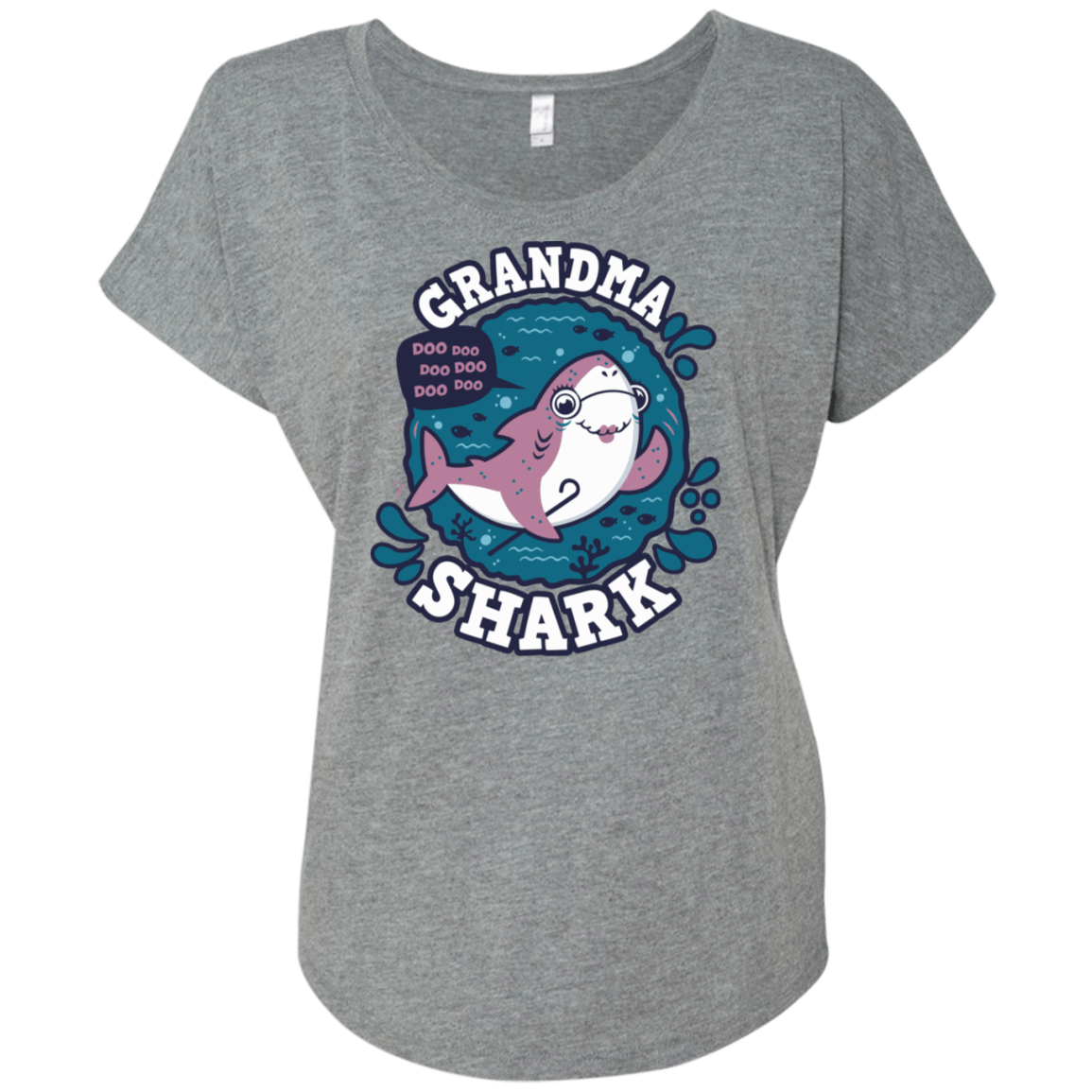 T-Shirts Premium Heather / X-Small Shark Family trazo - Grandma Triblend Dolman Sleeve