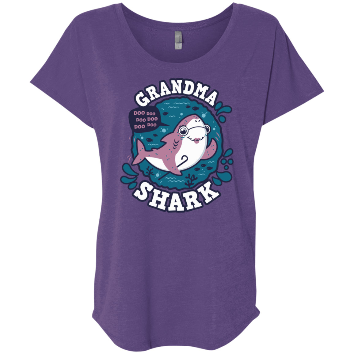 T-Shirts Purple Rush / X-Small Shark Family trazo - Grandma Triblend Dolman Sleeve