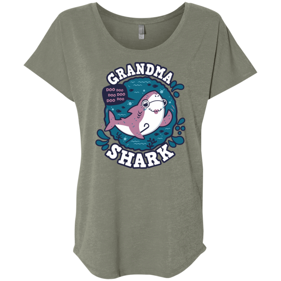 T-Shirts Venetian Grey / X-Small Shark Family trazo - Grandma Triblend Dolman Sleeve
