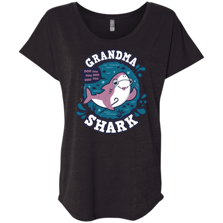 T-Shirts Vintage Black / X-Small Shark Family trazo - Grandma Triblend Dolman Sleeve