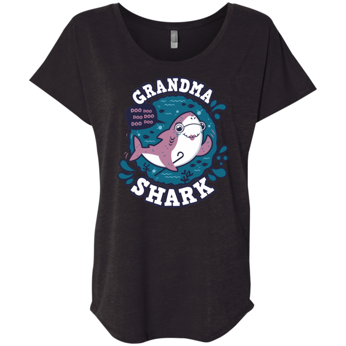T-Shirts Vintage Black / X-Small Shark Family trazo - Grandma Triblend Dolman Sleeve