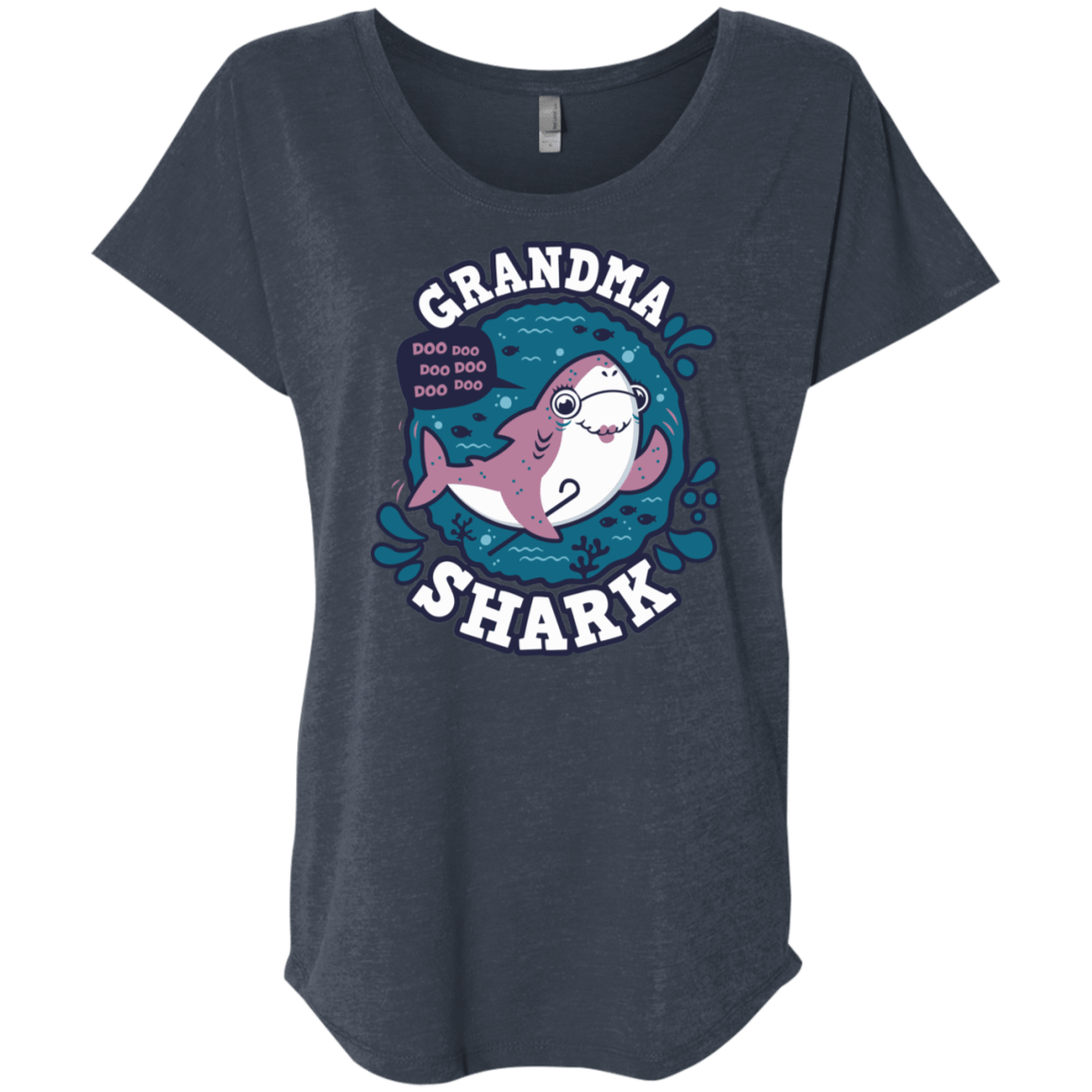 T-Shirts Vintage Navy / X-Small Shark Family trazo - Grandma Triblend Dolman Sleeve