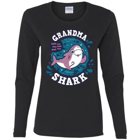 T-Shirts Black / S Shark Family trazo - Grandma Women's Long Sleeve T-Shirt