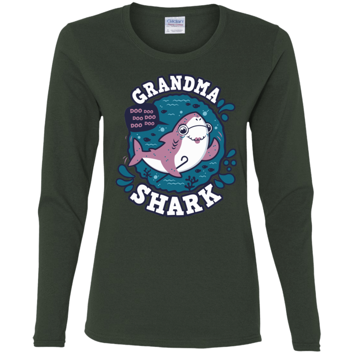 T-Shirts Forest / S Shark Family trazo - Grandma Women's Long Sleeve T-Shirt