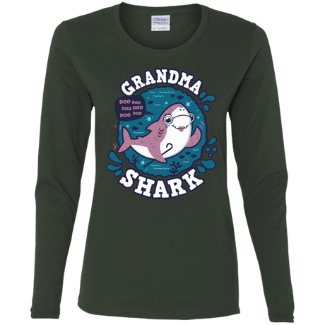 T-Shirts Forest / S Shark Family trazo - Grandma Women's Long Sleeve T-Shirt