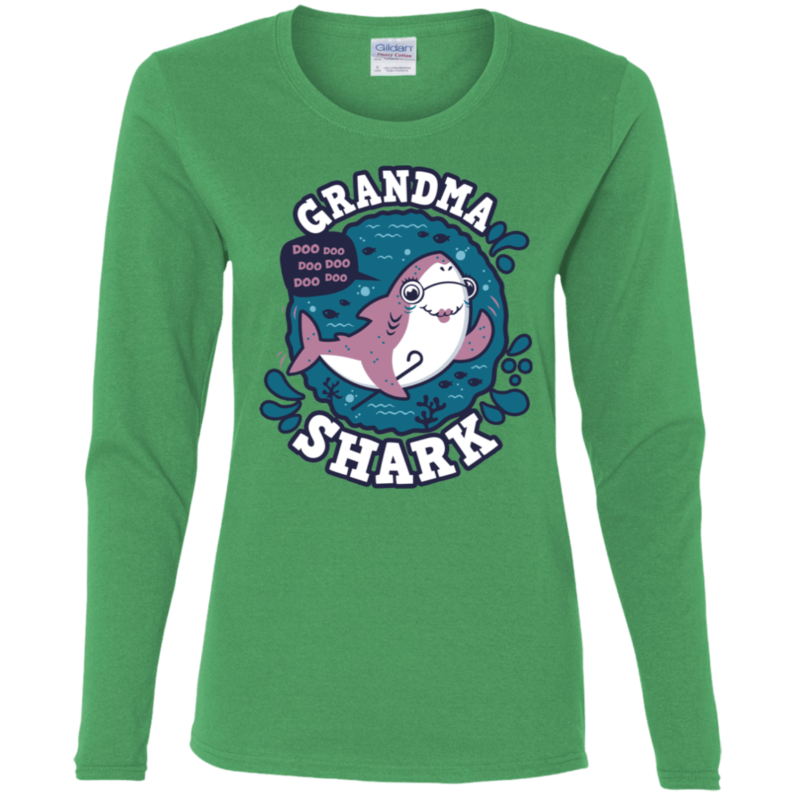 T-Shirts Irish Green / S Shark Family trazo - Grandma Women's Long Sleeve T-Shirt