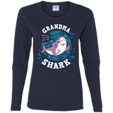 T-Shirts Navy / S Shark Family trazo - Grandma Women's Long Sleeve T-Shirt