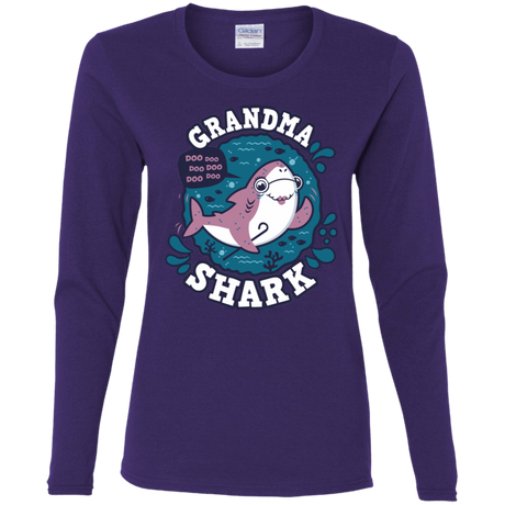 T-Shirts Purple / S Shark Family trazo - Grandma Women's Long Sleeve T-Shirt