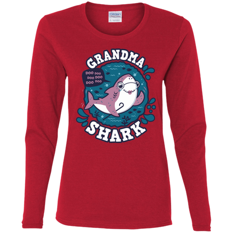 T-Shirts Red / S Shark Family trazo - Grandma Women's Long Sleeve T-Shirt