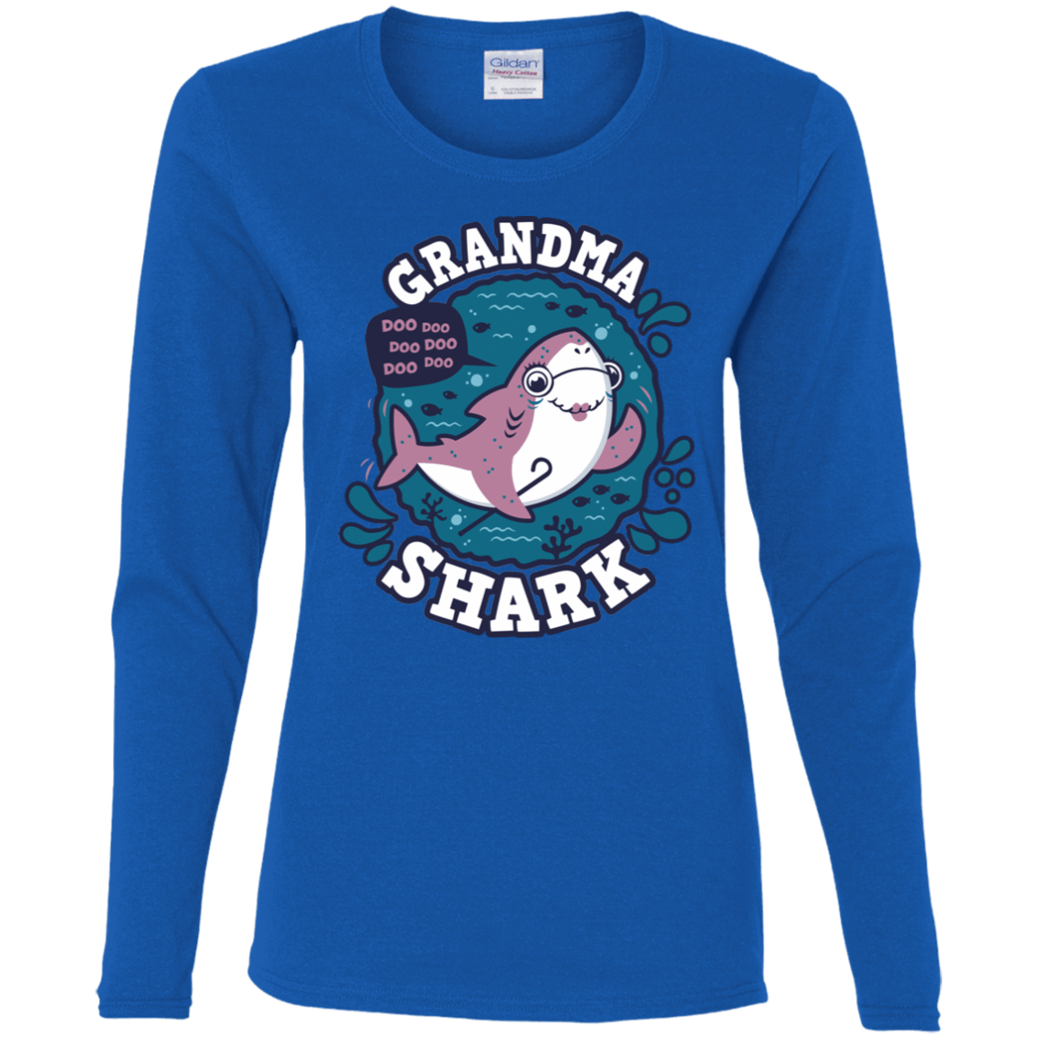 T-Shirts Royal / S Shark Family trazo - Grandma Women's Long Sleeve T-Shirt