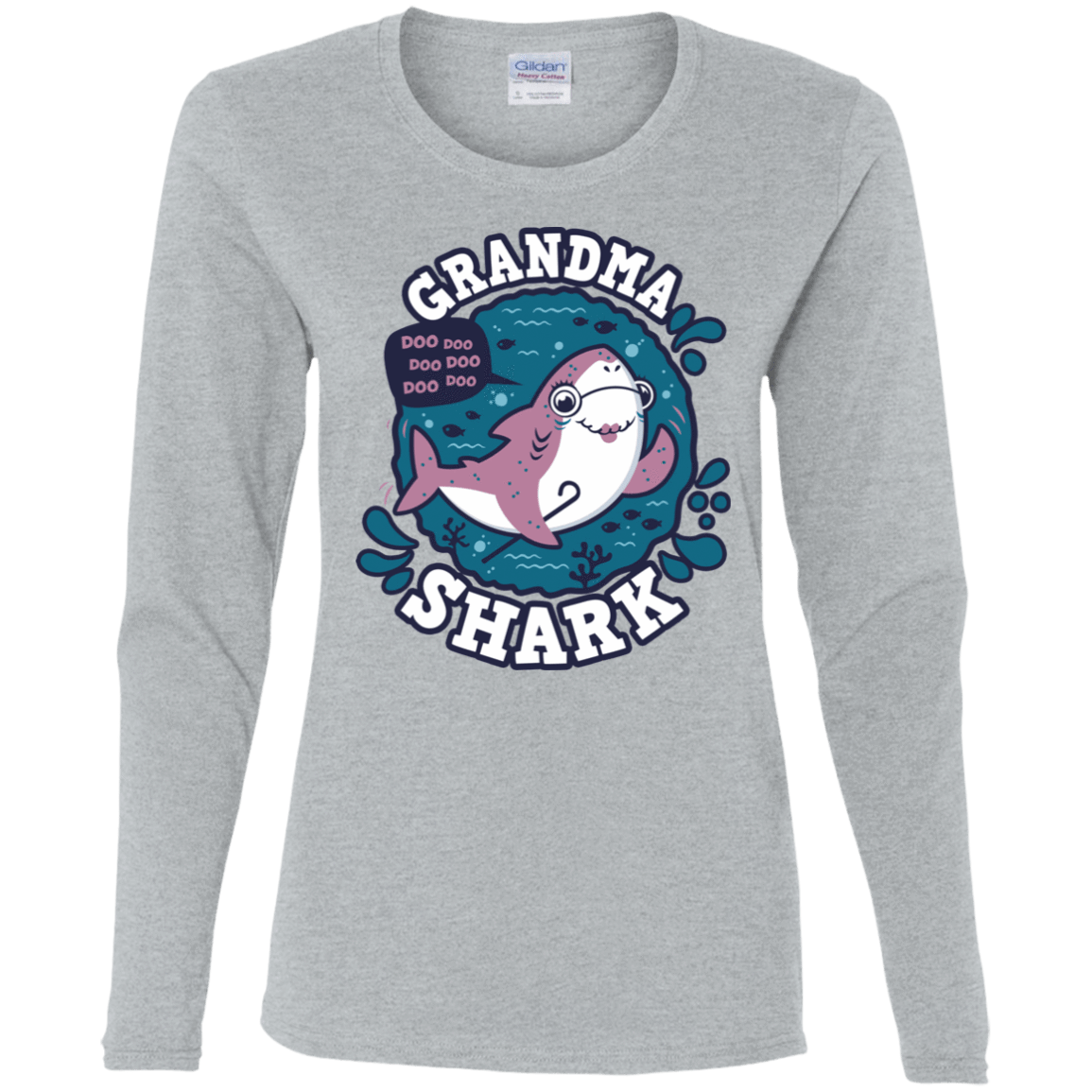 T-Shirts Sport Grey / S Shark Family trazo - Grandma Women's Long Sleeve T-Shirt