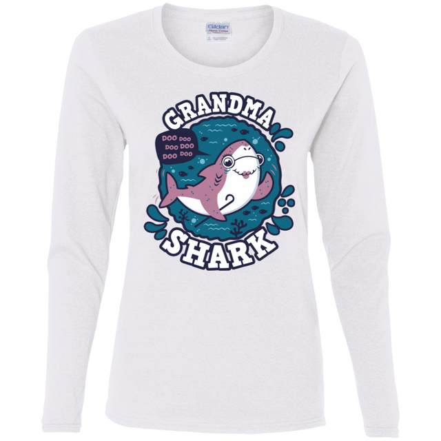 T-Shirts White / S Shark Family trazo - Grandma Women's Long Sleeve T-Shirt