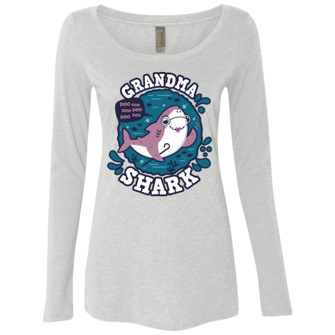 T-Shirts Heather White / S Shark Family trazo - Grandma Women's Triblend Long Sleeve Shirt