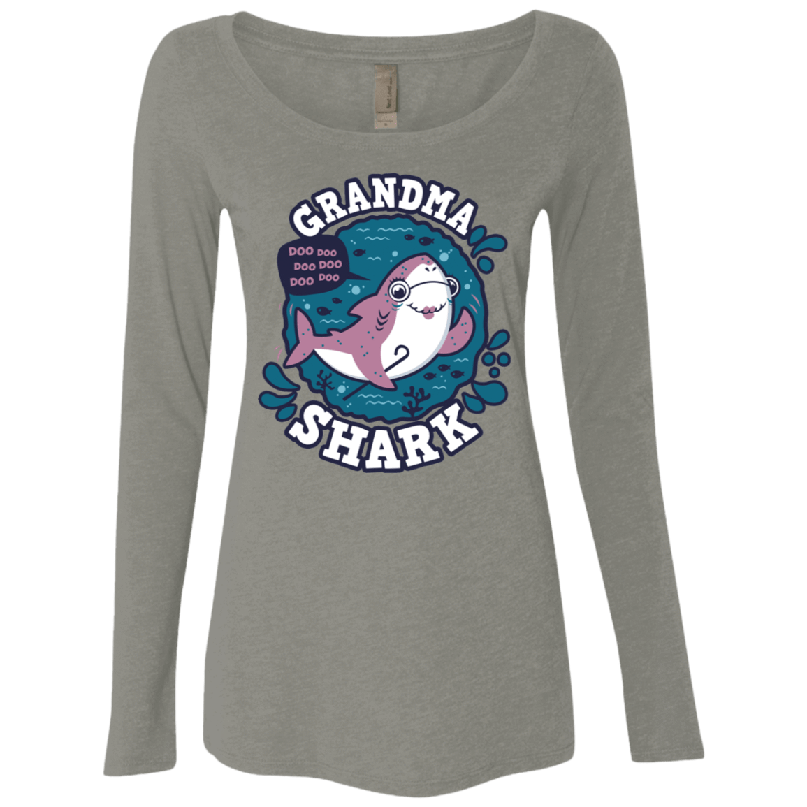 T-Shirts Venetian Grey / S Shark Family trazo - Grandma Women's Triblend Long Sleeve Shirt