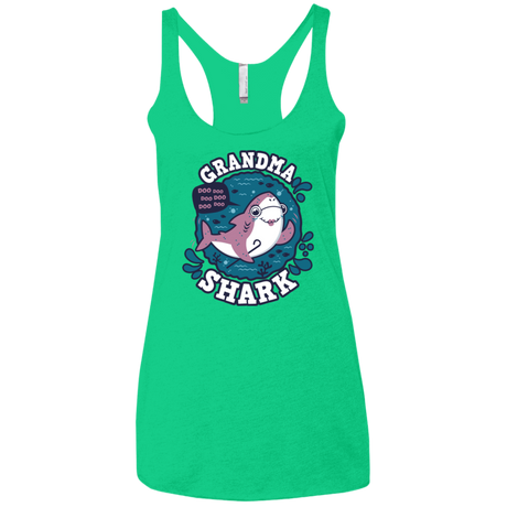 T-Shirts Envy / X-Small Shark Family trazo - Grandma Women's Triblend Racerback Tank