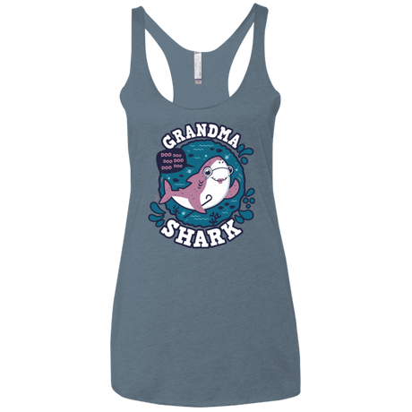 T-Shirts Indigo / X-Small Shark Family trazo - Grandma Women's Triblend Racerback Tank