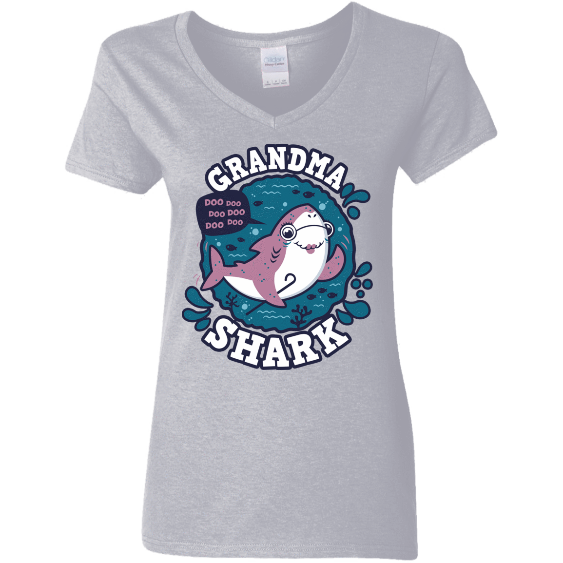 T-Shirts Sport Grey / S Shark Family trazo - Grandma Women's V-Neck T-Shirt