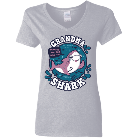 T-Shirts Sport Grey / S Shark Family trazo - Grandma Women's V-Neck T-Shirt