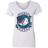 T-Shirts White / S Shark Family trazo - Grandma Women's V-Neck T-Shirt