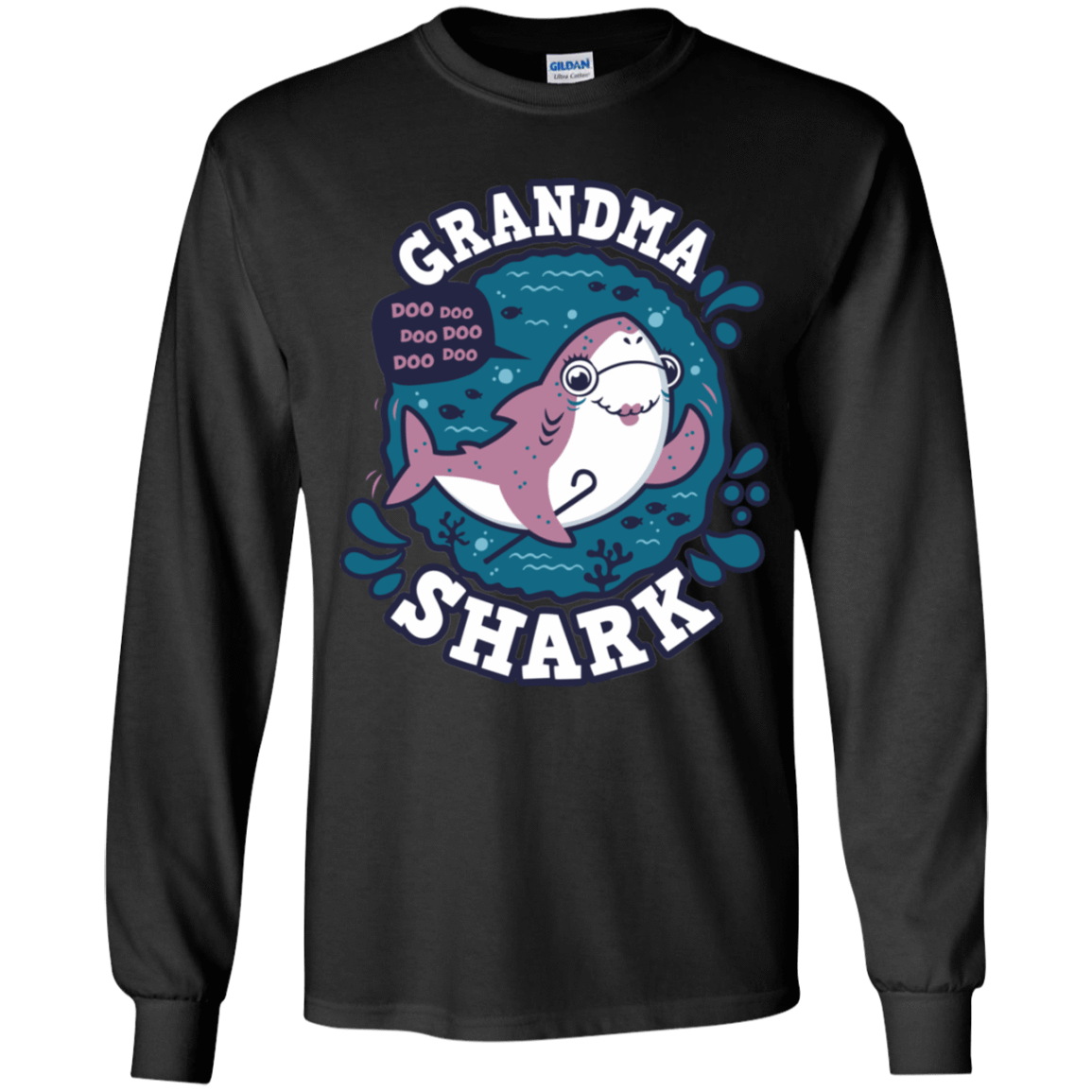 T-Shirts Black / YS Shark Family trazo - Grandma Youth Long Sleeve T-Shirt