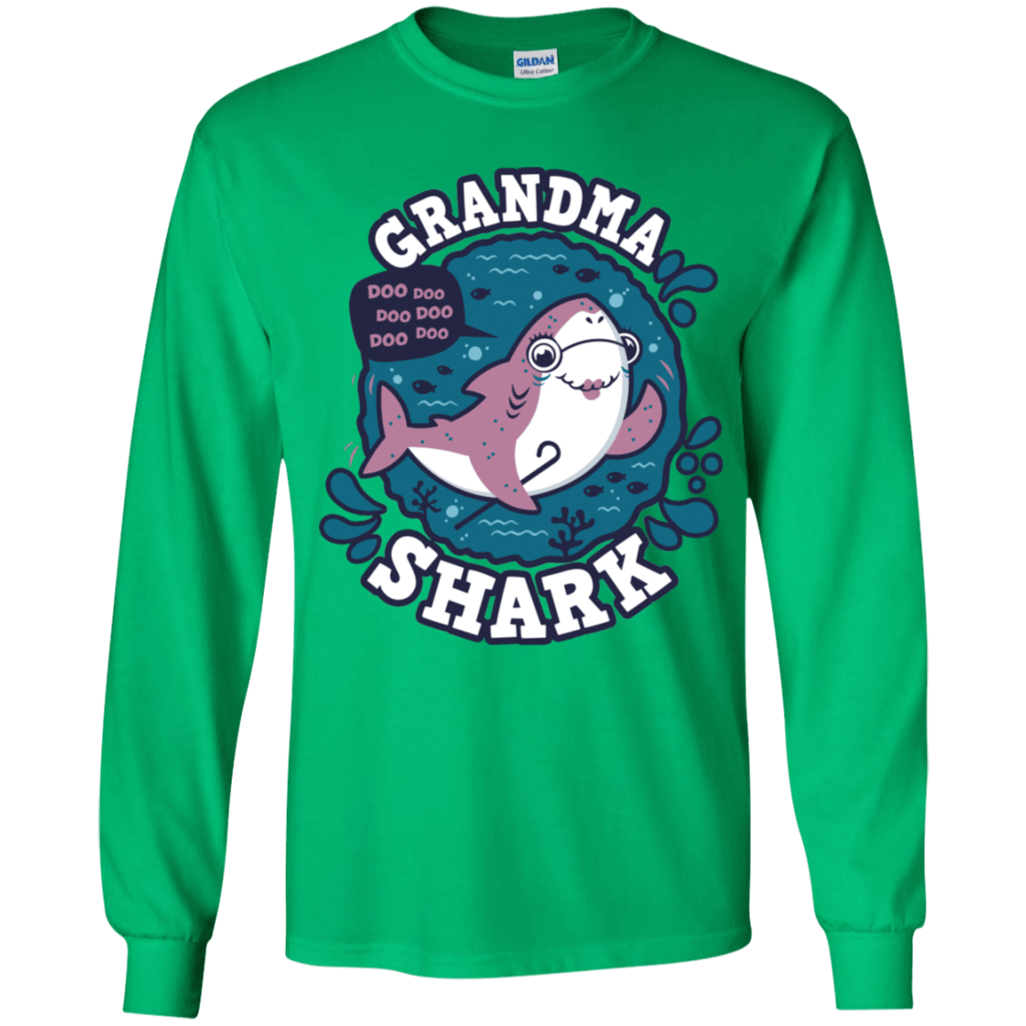 T-Shirts Irish Green / YS Shark Family trazo - Grandma Youth Long Sleeve T-Shirt