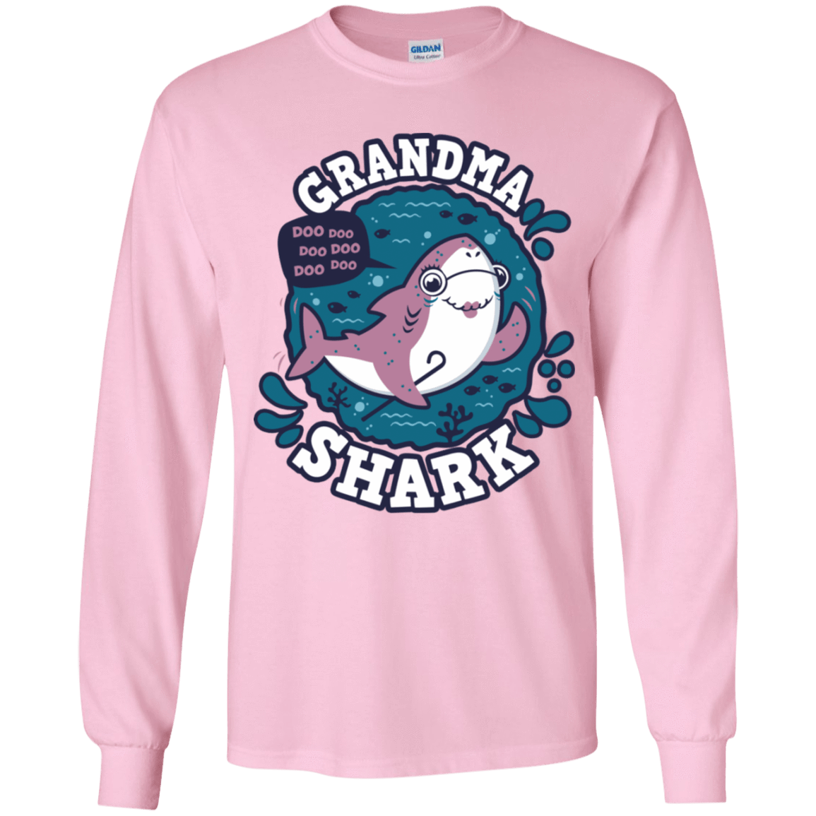 T-Shirts Light Pink / YS Shark Family trazo - Grandma Youth Long Sleeve T-Shirt