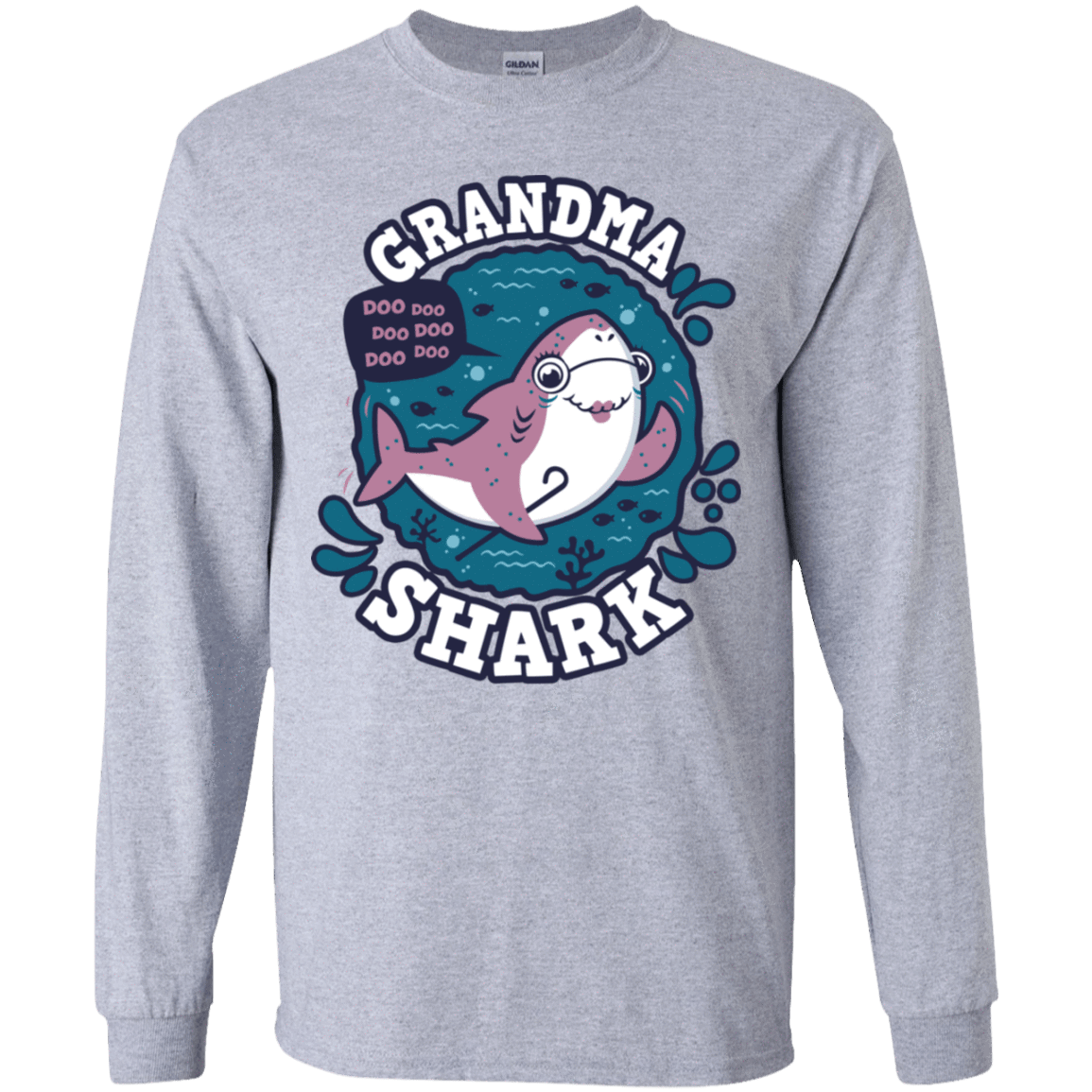 T-Shirts Sport Grey / YS Shark Family trazo - Grandma Youth Long Sleeve T-Shirt