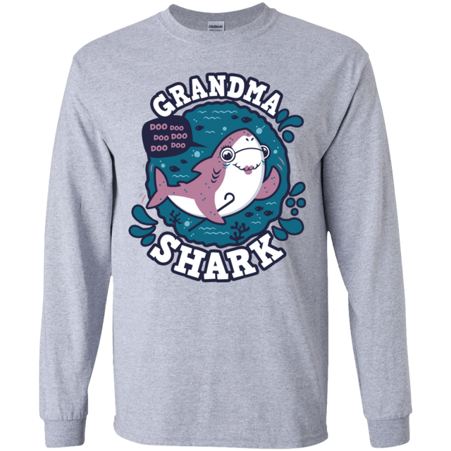 T-Shirts Sport Grey / YS Shark Family trazo - Grandma Youth Long Sleeve T-Shirt
