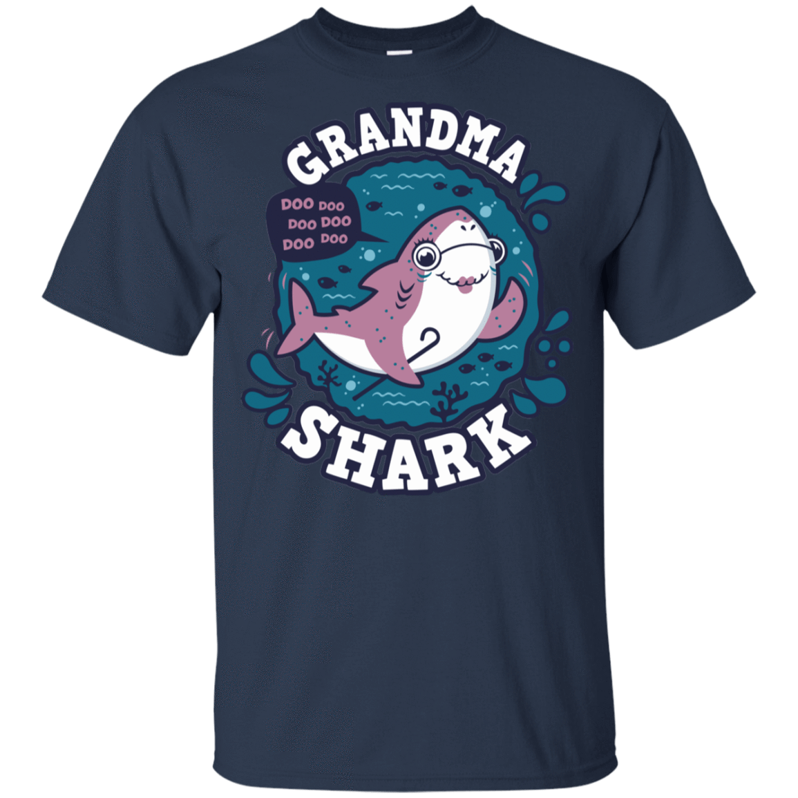 T-Shirts Navy / YXS Shark Family trazo - Grandma Youth T-Shirt