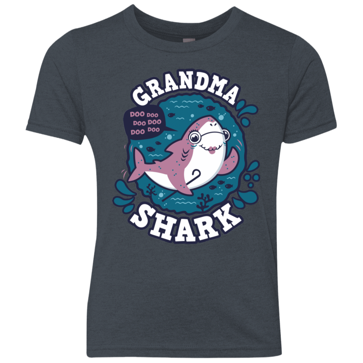 T-Shirts Vintage Navy / YXS Shark Family trazo - Grandma Youth Triblend T-Shirt