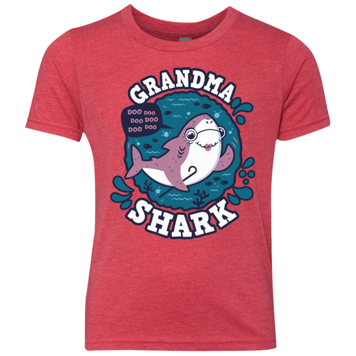 T-Shirts Vintage Red / YXS Shark Family trazo - Grandma Youth Triblend T-Shirt