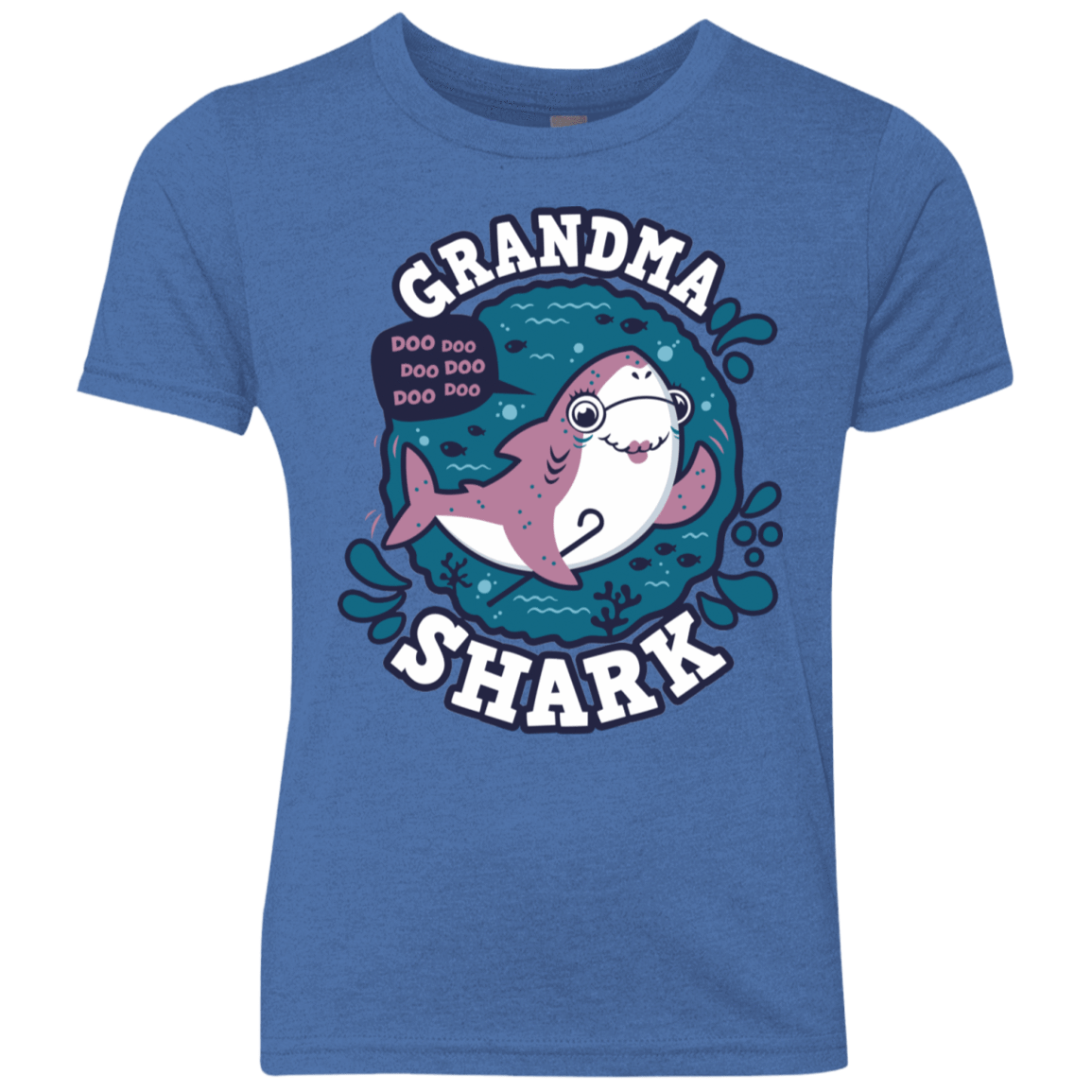 T-Shirts Vintage Royal / YXS Shark Family trazo - Grandma Youth Triblend T-Shirt