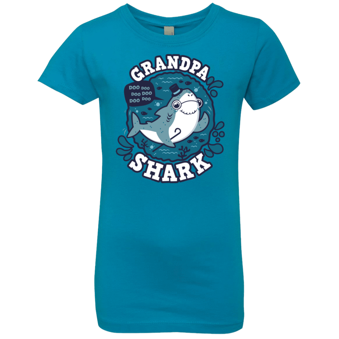 T-Shirts Turquoise / YXS Shark Family trazo - Grandpa Girls Premium T-Shirt