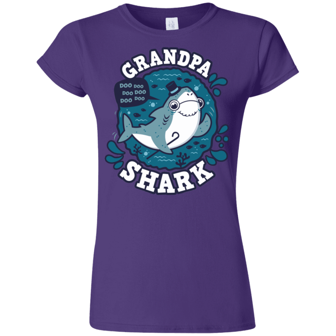 T-Shirts Purple / S Shark Family trazo - Grandpa Junior Slimmer-Fit T-Shirt