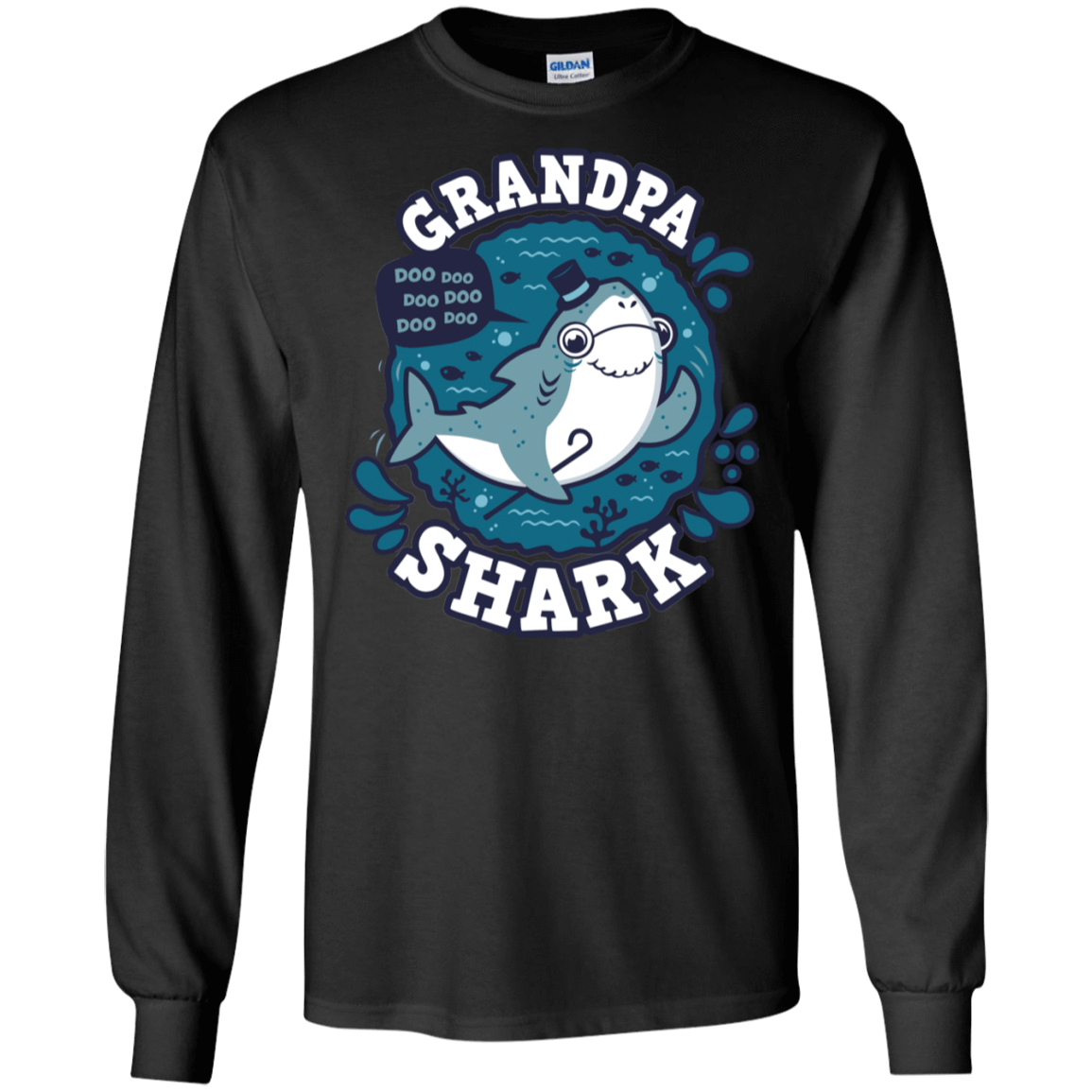 T-Shirts Black / S Shark Family trazo - Grandpa Men's Long Sleeve T-Shirt