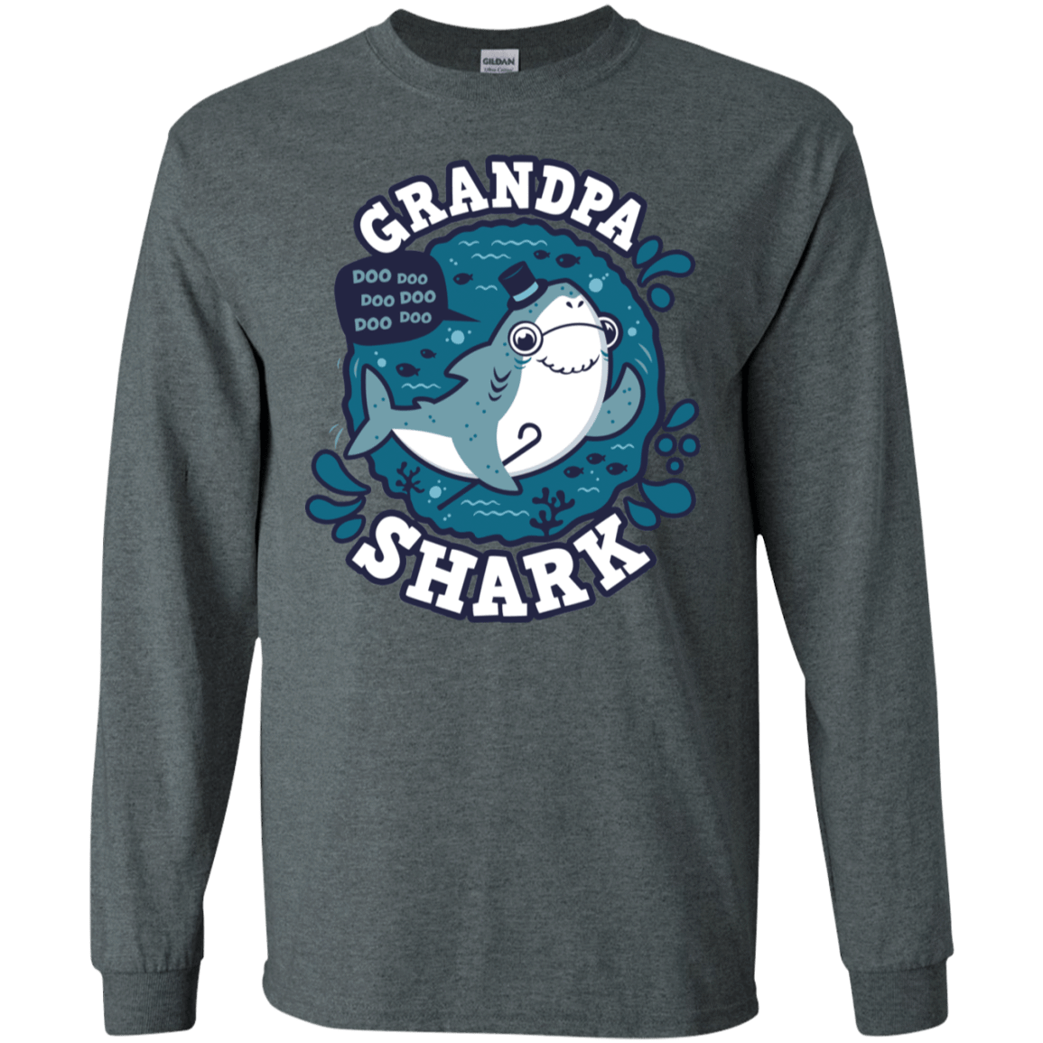 T-Shirts Dark Heather / S Shark Family trazo - Grandpa Men's Long Sleeve T-Shirt